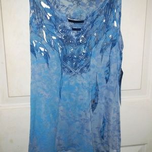 NWT Sinful by Affliction Sheer Blue Burnout Tank